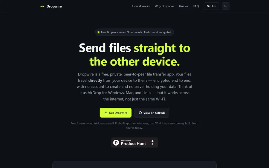 dropwire project screenshot